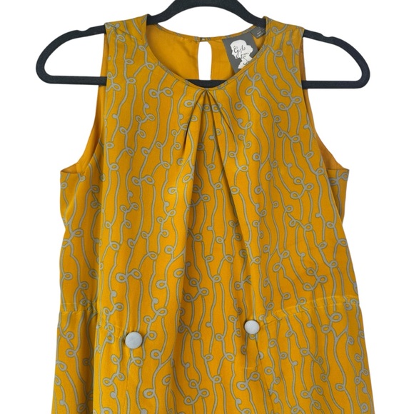 Anthropologie Girls from Savoy Take Action Mini Dress 2 Gold Yellow 100% Silk - Picture 3 of 16